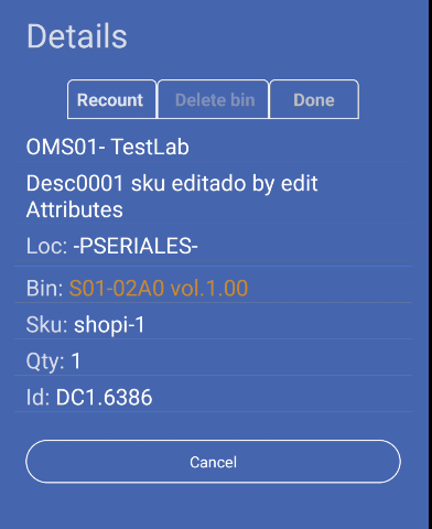Cycle Count Menu